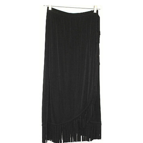 Chico’s Dresses & Skirts - Chico’s travelers black faux wrap fringe skirt